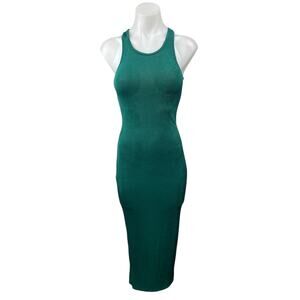Lioness Women's Green Sleeveless High Neck Racerback Maxi Bodycon Dress Size XS
